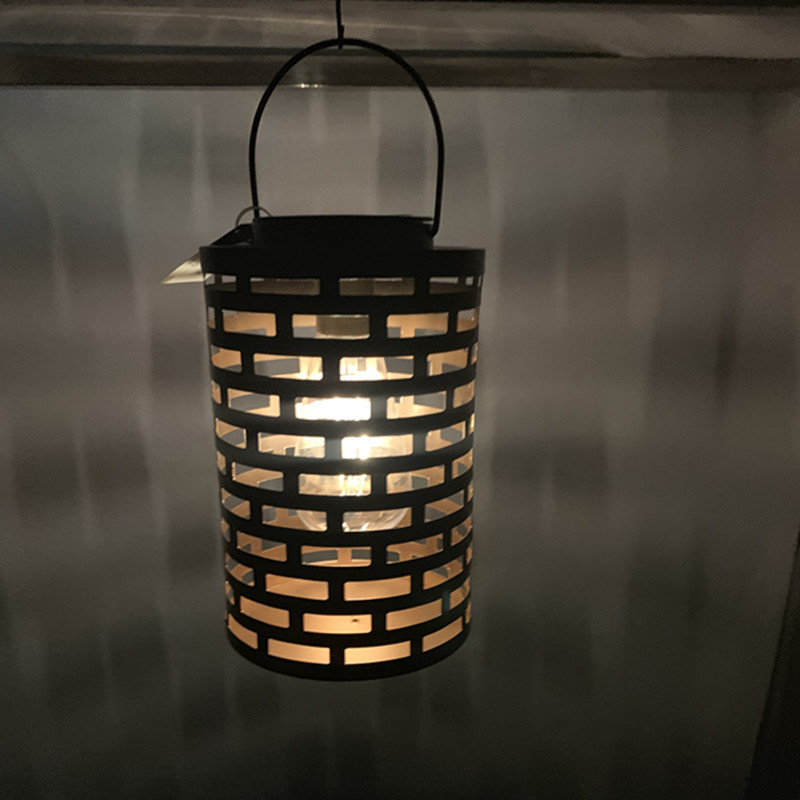 跨境亚马逊欧式太阳能手提铁艺灯笼户外草坪装饰照明镂空户外挂灯