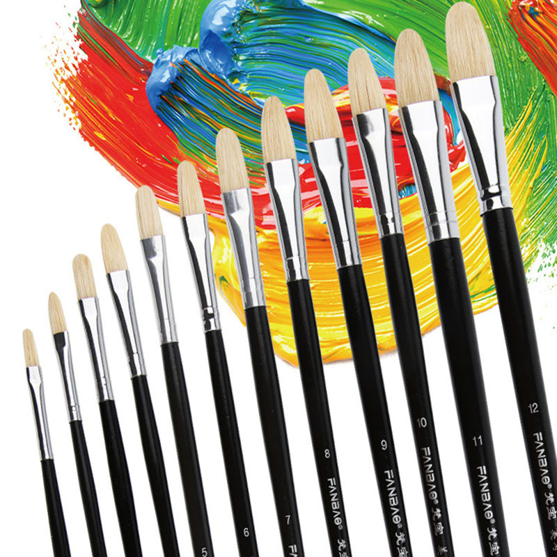 梵宝猪鬃毛油画笔水彩丙烯颜料油画涂鸦单支套装笔刷源头厂家