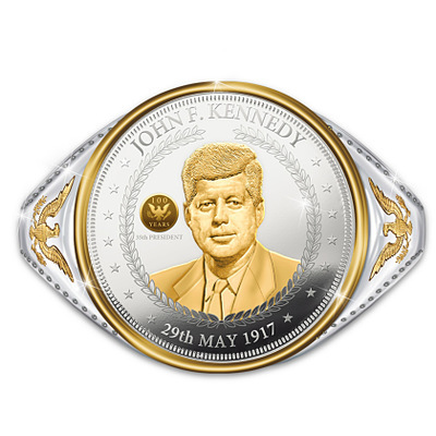 恒姿wish新款肯尼迪100周年纪念银币戒指 美国名人总统头像指环