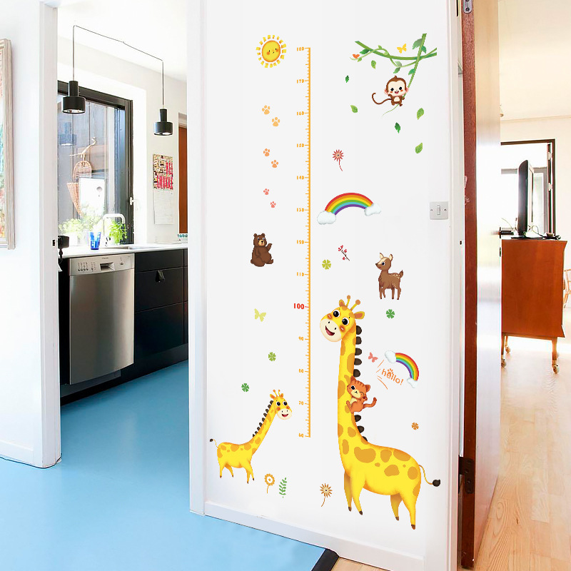 Sk7210 Giraffe Height Measurement Wall Sticker Children's Room Study Corridor Kindergarten Training Class Background Decorative Wall Sticker