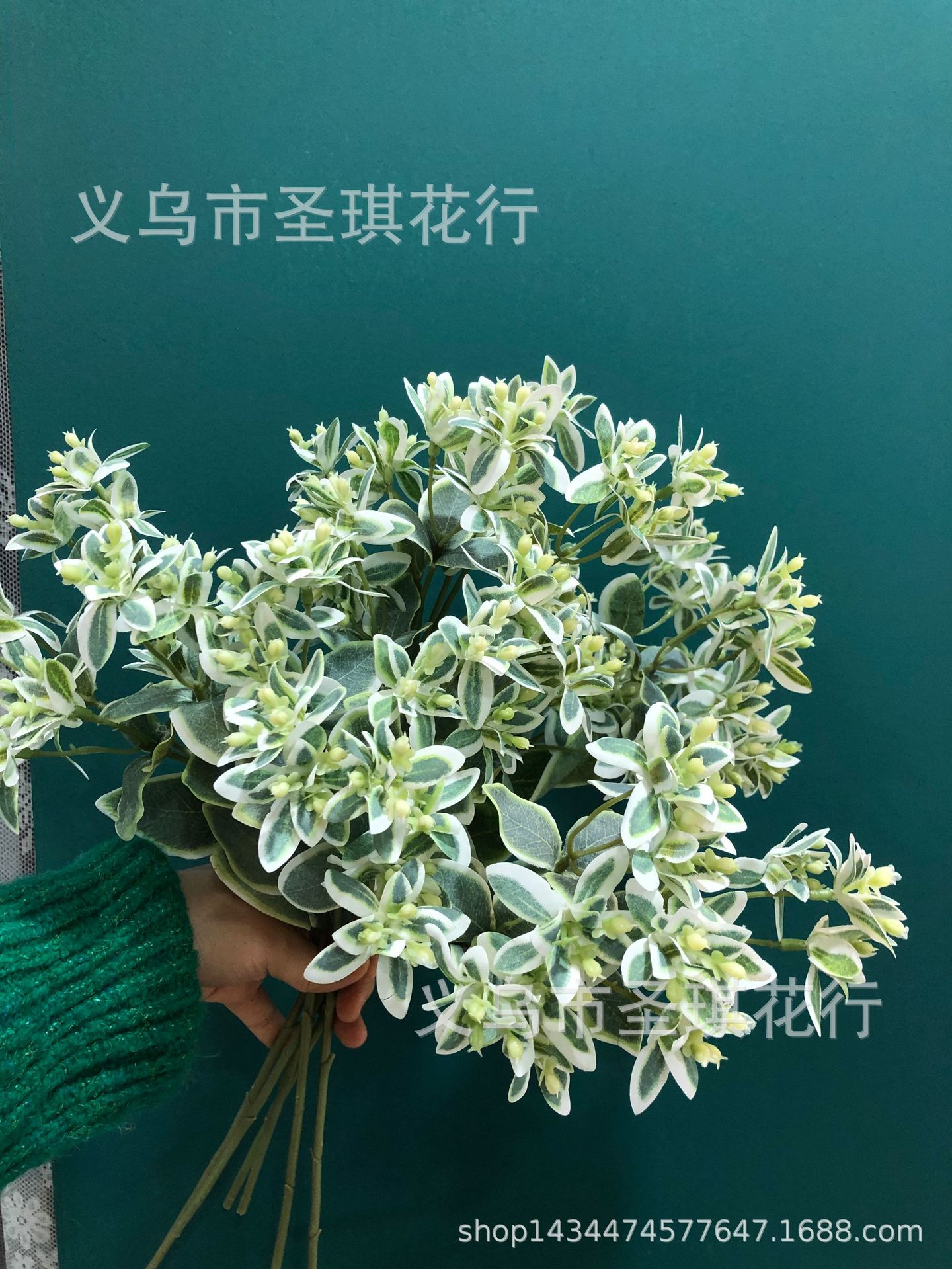 仿真花白边叶银边叶兰花叶绿植现代家居装饰花办公室客厅创意盆栽