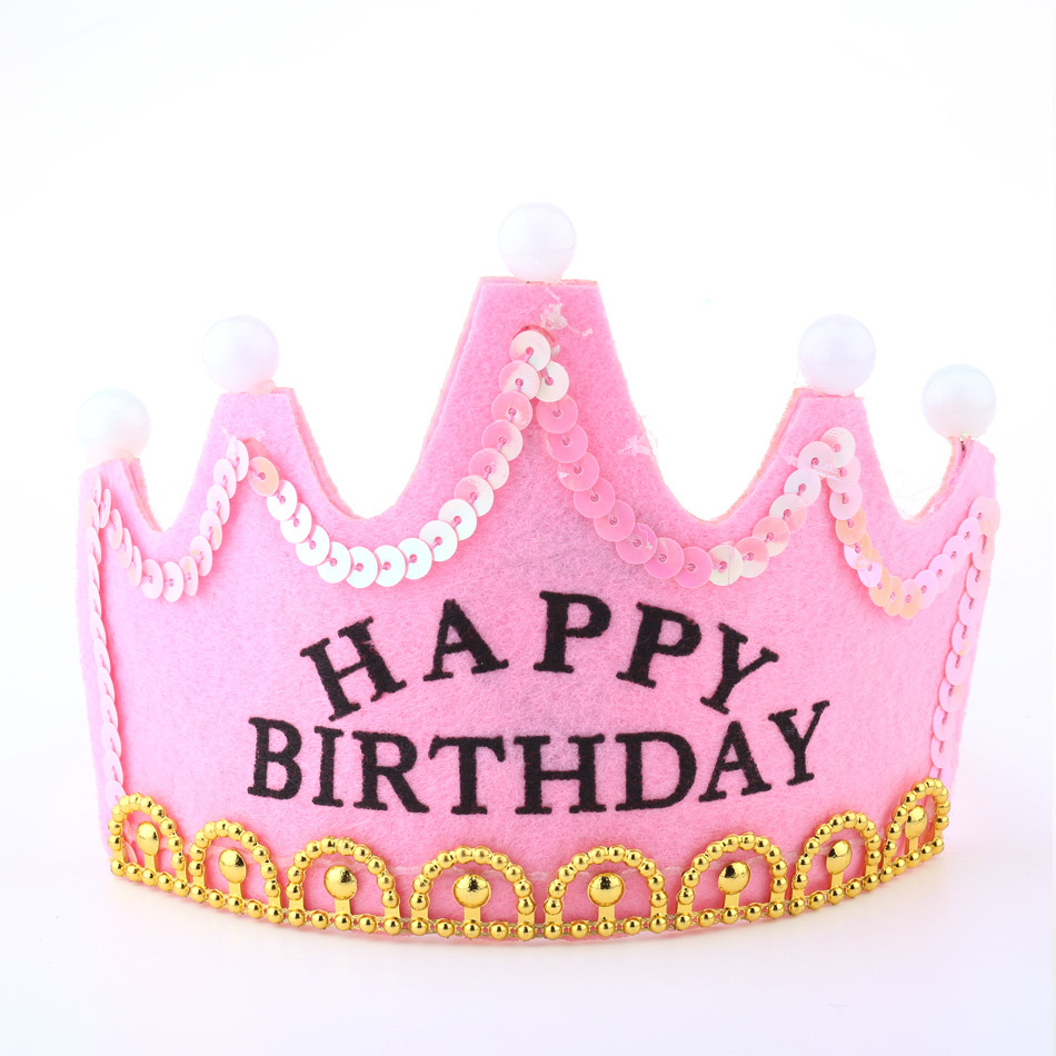 儿童用发光生日帽国王发光皇冠派对宝宝发光生日帽蛋糕帽子装饰品