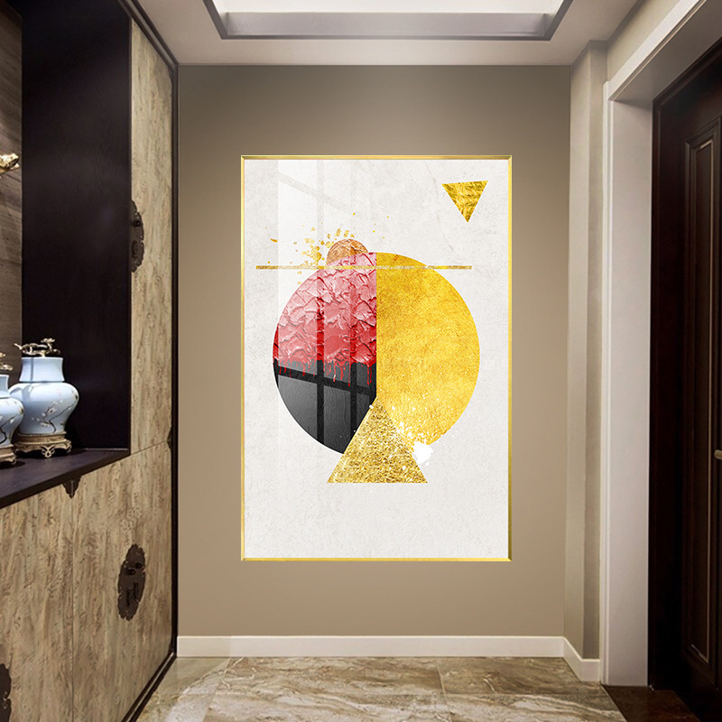 金丽雅玄关冰晶画 水彩几何晶瓷画 客厅卧室墙壁画酒店挂画装饰画