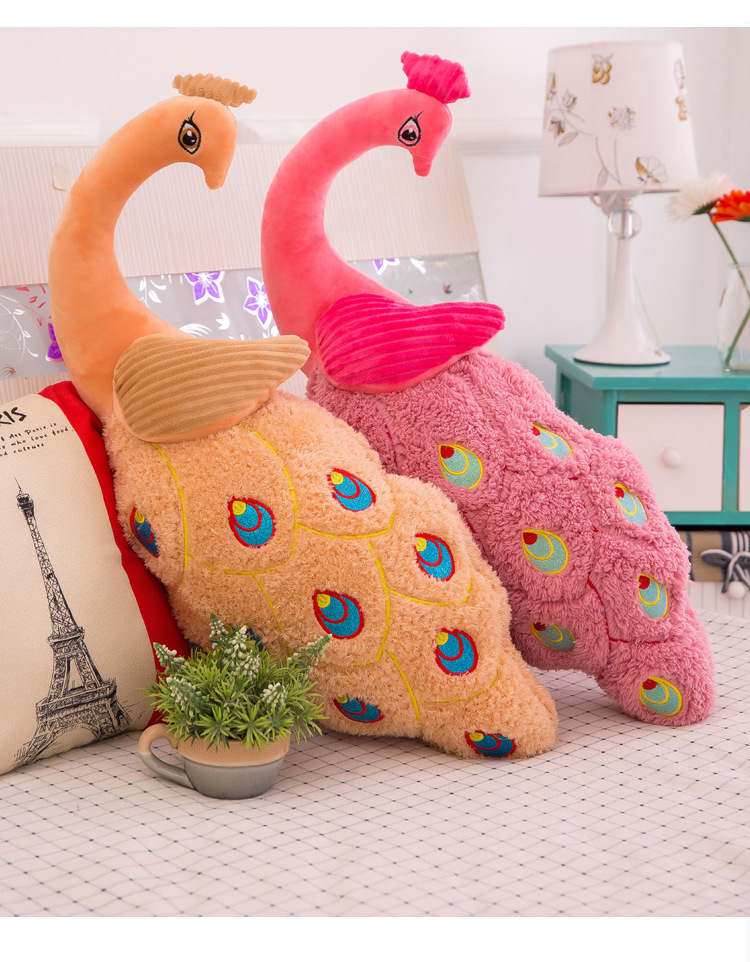 2020新款孔雀毛绒玩具极软孔雀玩偶客厅装修摆件玩偶午睡孔雀抱枕