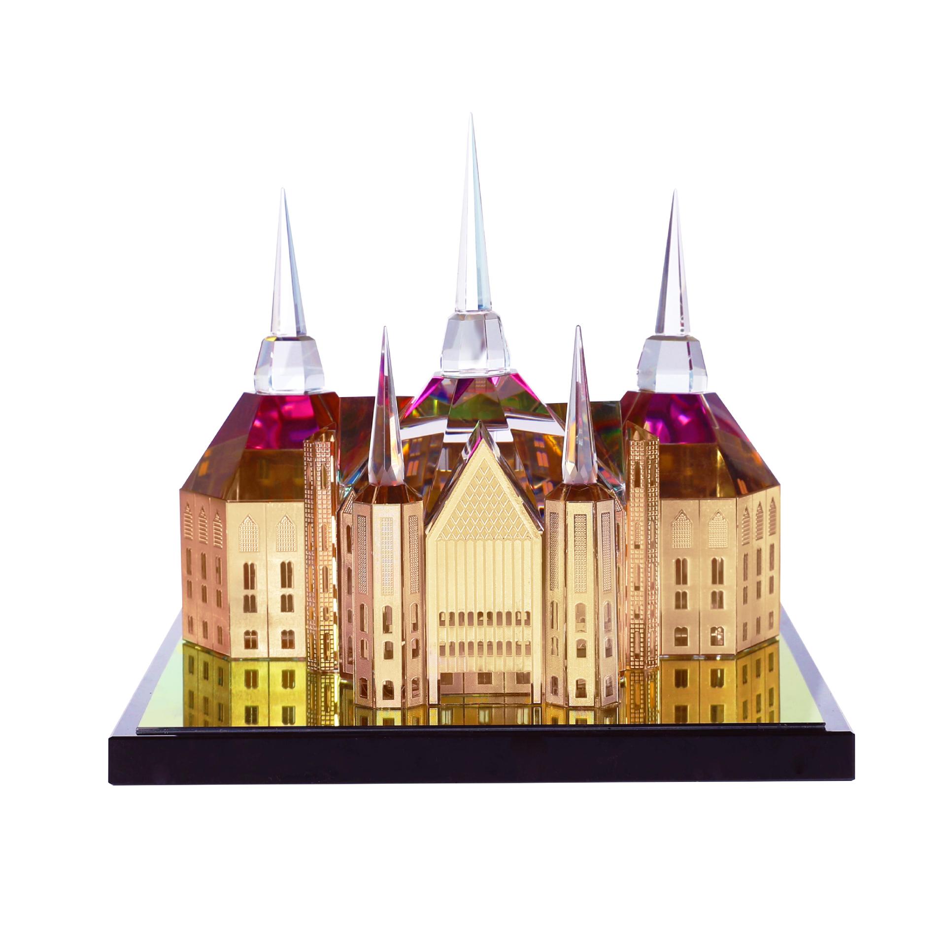 创意水晶镶金楼模摆件3d水晶建筑模型礼品公司年会开业纪念品定制