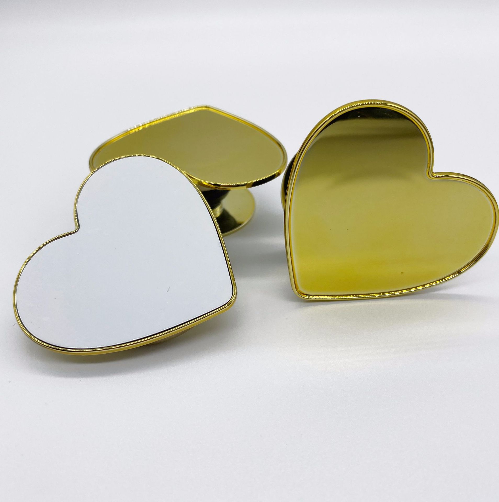 镜面亮面凹槽电镀气囊手机支架 圆形 心形 热转印铝片素材现货