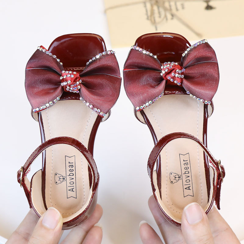儿童凉鞋时尚女童凉鞋夏季新款韩版蝴蝶结公主鞋平底小女孩童鞋子