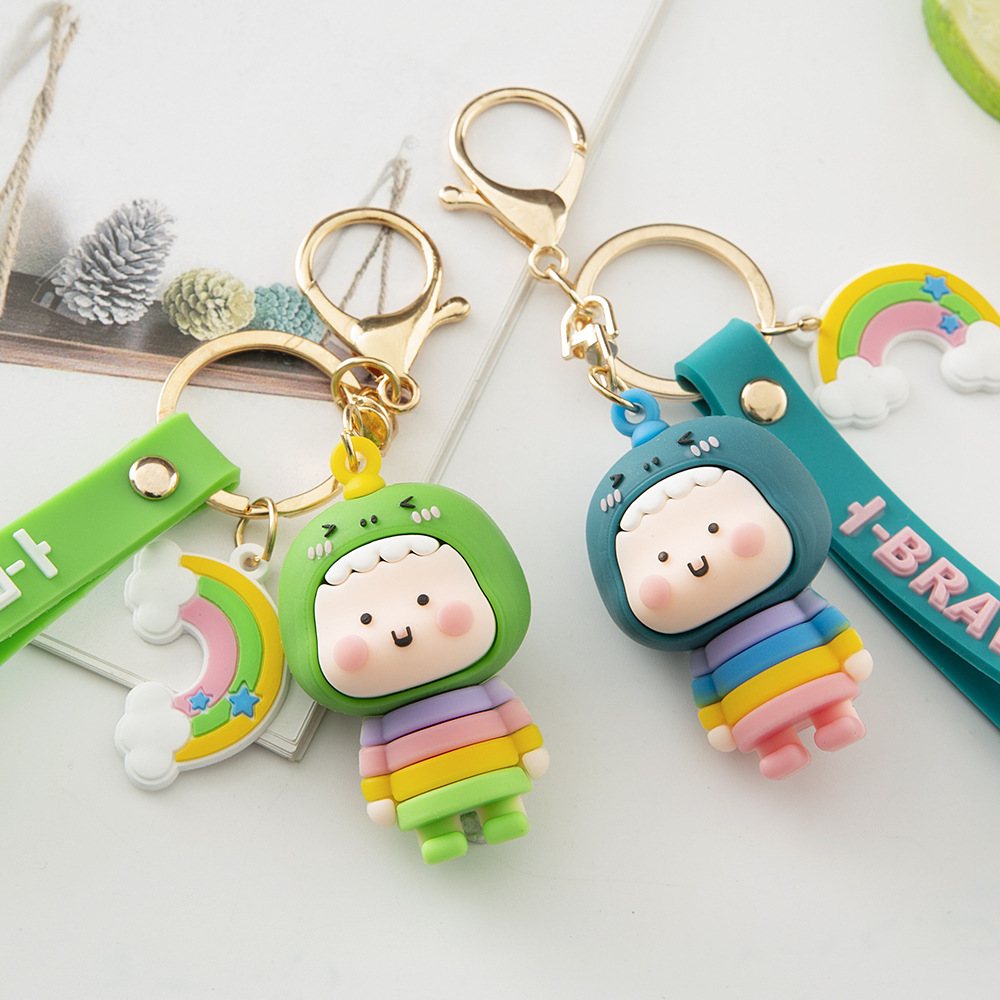 现货热卖韩版卡通立体钥匙扣pvc软胶可爱公仔挂件钥匙圈包包配饰