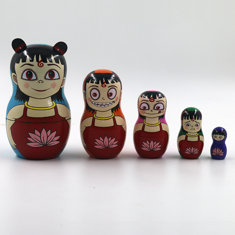俄罗斯套娃五层哪吒之魔童降世 高端礼品质 儿童礼物5层玩具批发