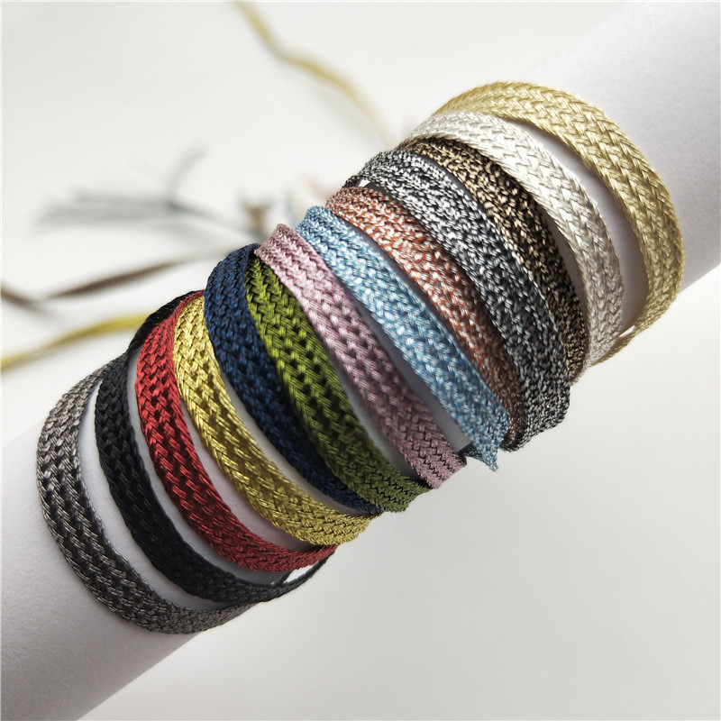 4cm编织扁带 手链饰品花结配饰彩色金银丝线编织绳带