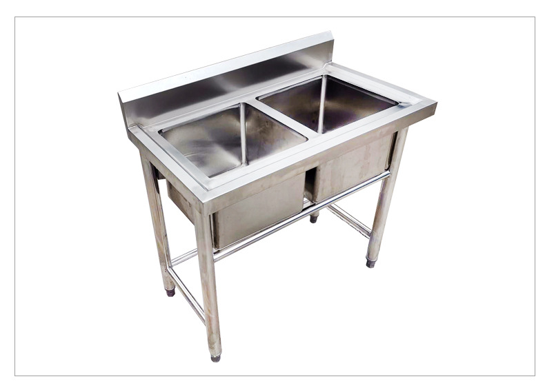 不锈钢双槽水池定制加厚水池酒店厨房双水槽洗菜池食堂洗碗池洗手