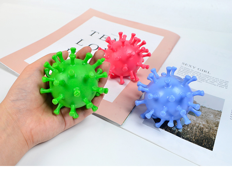 供应新奇特玩具新款彩珠病毒发泄球减压tpr发泄玩具创意挤压球