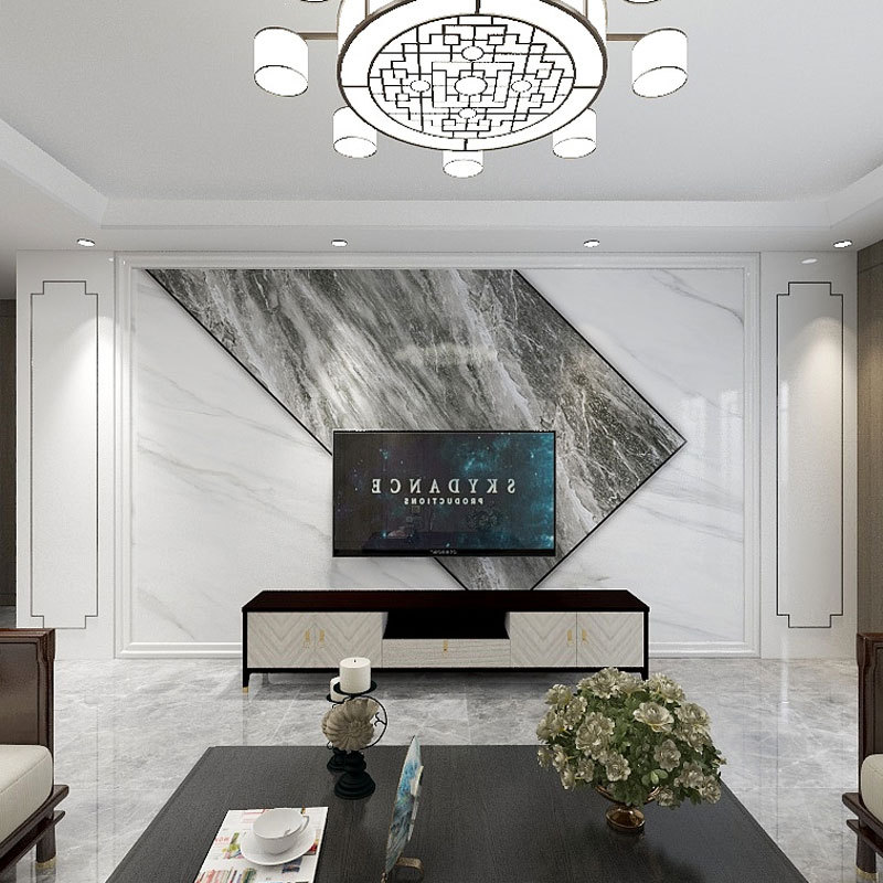 电视背景墙壁纸仿悬空造型3d仿大理石墙纸影视墙壁画灰色个性墙布