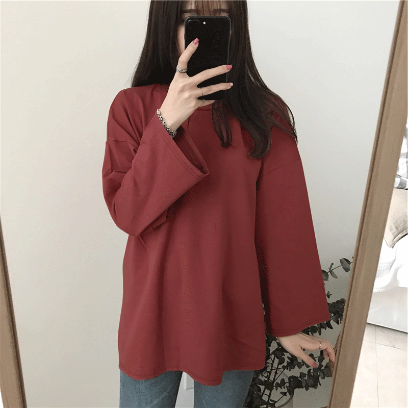 Autumn 2021 New Loose Korean Style Outer Wear Ins Fashionable Top Bottoming Shirt Inner Wear Long Sleeve T-shirt for Women Wholesale
