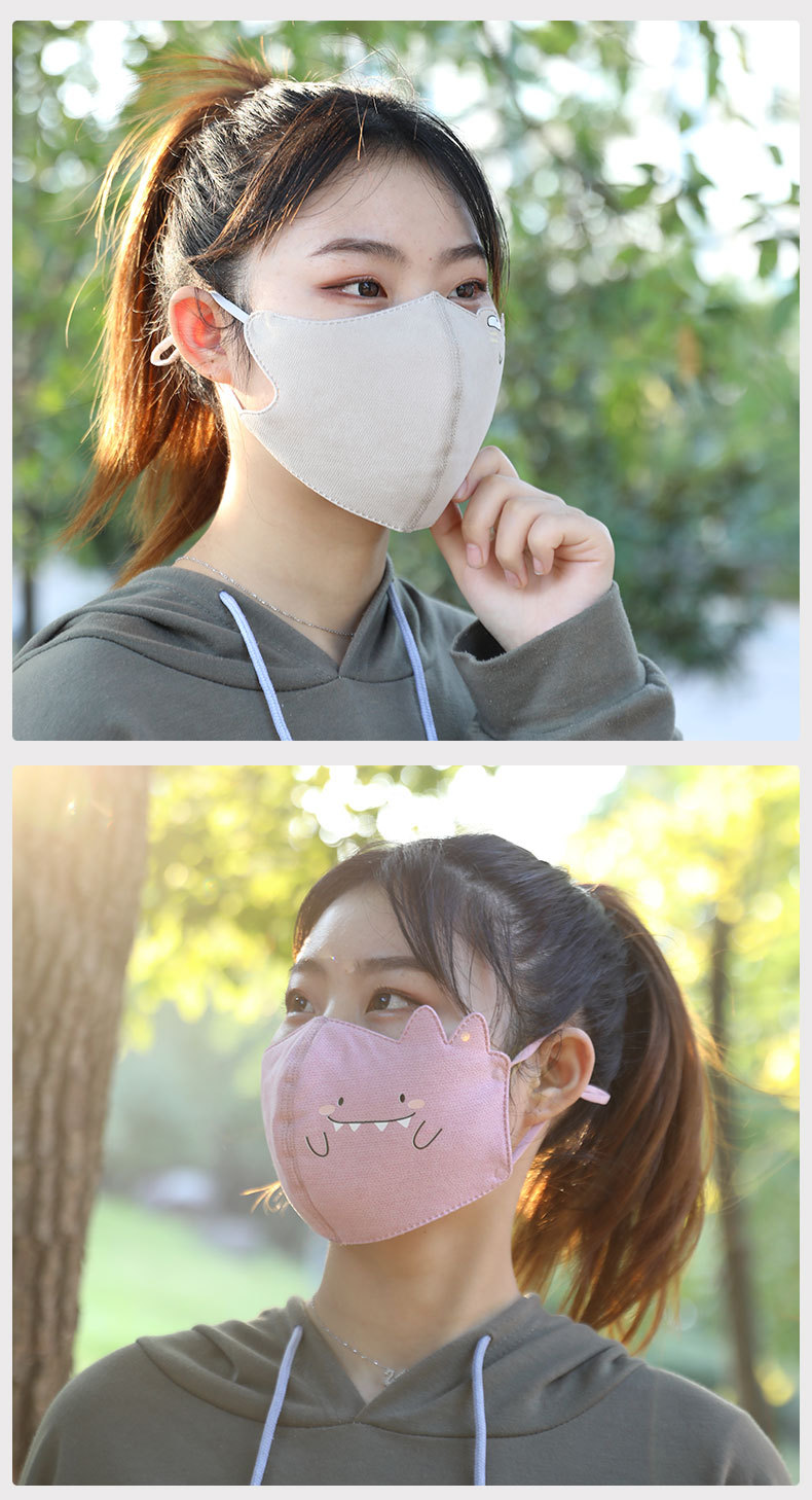新款冬季棉口罩女卡通印花三层可水洗挂耳式可爱个性防尘保暖口罩