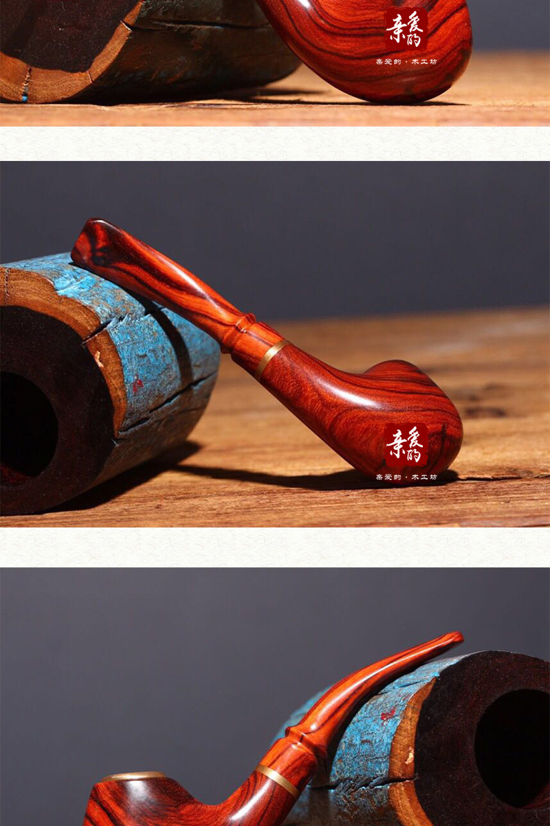 印度小叶紫檀木烟斗 中式实木男士过滤型烟具创意手工木质工艺品