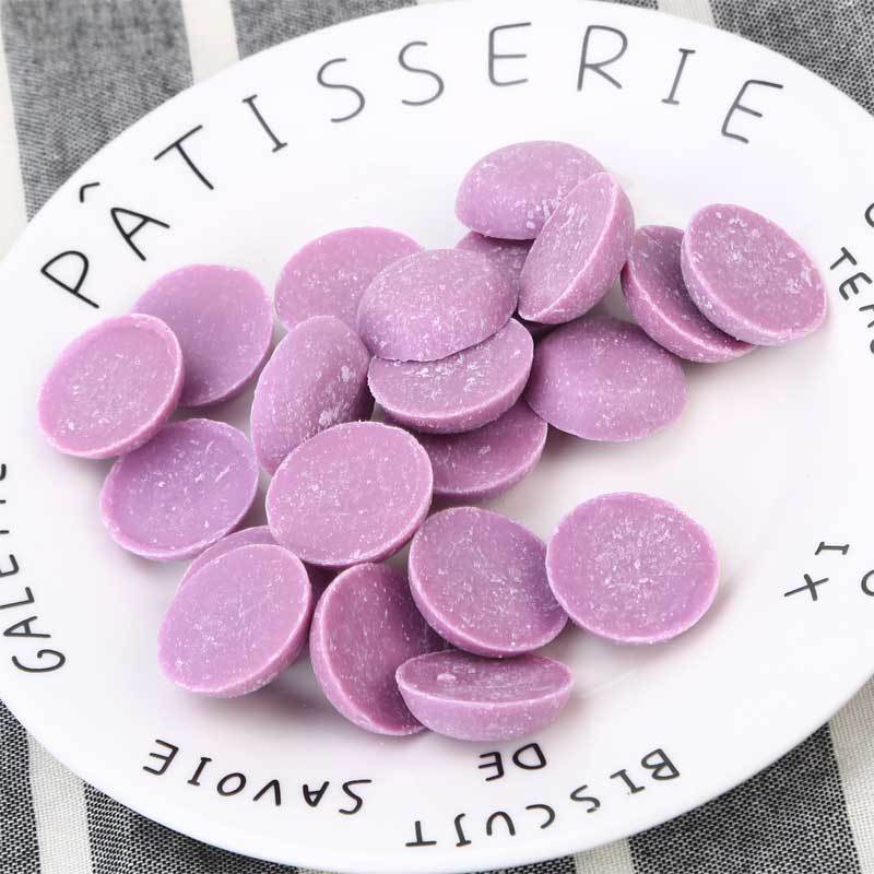 巧克力币 纯可可脂diy紫色香芋味巧克力原料100g装 唇膏口红原料