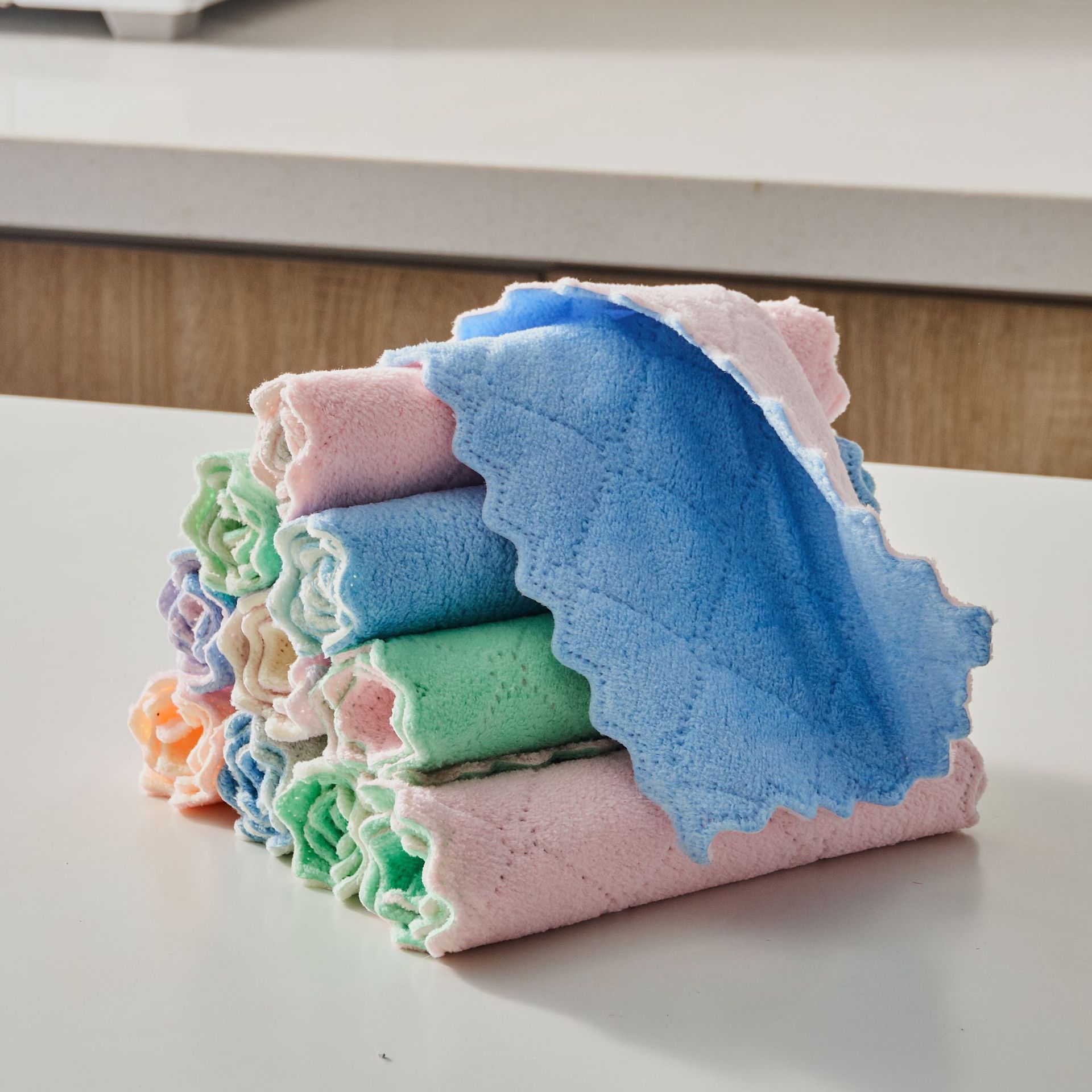 家用双面不沾油吸水擦桌百洁布珊瑚绒洗碗布 17*26cm厨房懒人抹布