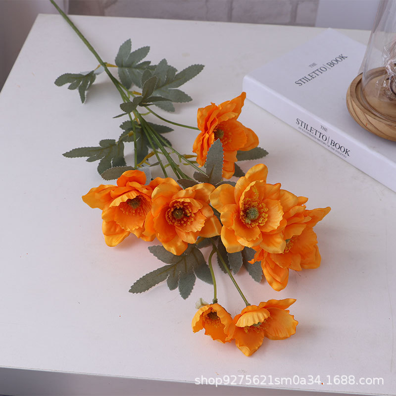 仿真花 草纹多头雪莲花 仿真银莲花婚礼家居装饰插花摆件假花批发