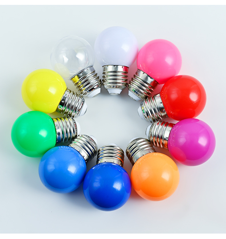 led彩色灯婚庆装饰球泡灯圣诞led小彩泡e27户外塑料球泡灯led灯泡