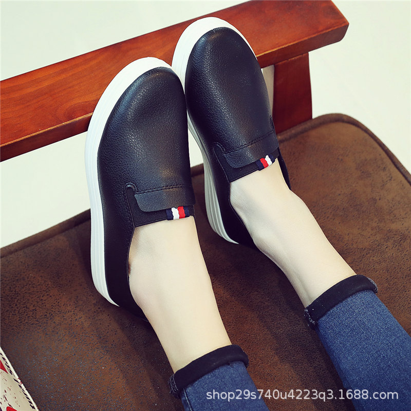 Women's White Shoes 2020 Korean Style Student Shoes Flat Pumps Leather Street Shooting Casual Sneakers White Black