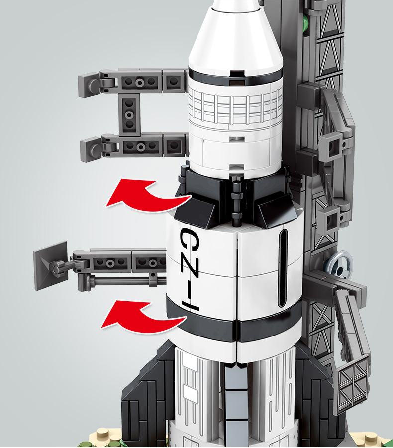 森宝203011航天超萌火箭队长征一号兼容乐高拼装儿童玩具男孩礼物