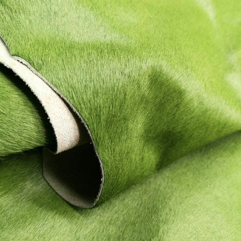 厂家定制马毛皮革楼盘模型 素色皮毛一体面料 双色可选服装革批发