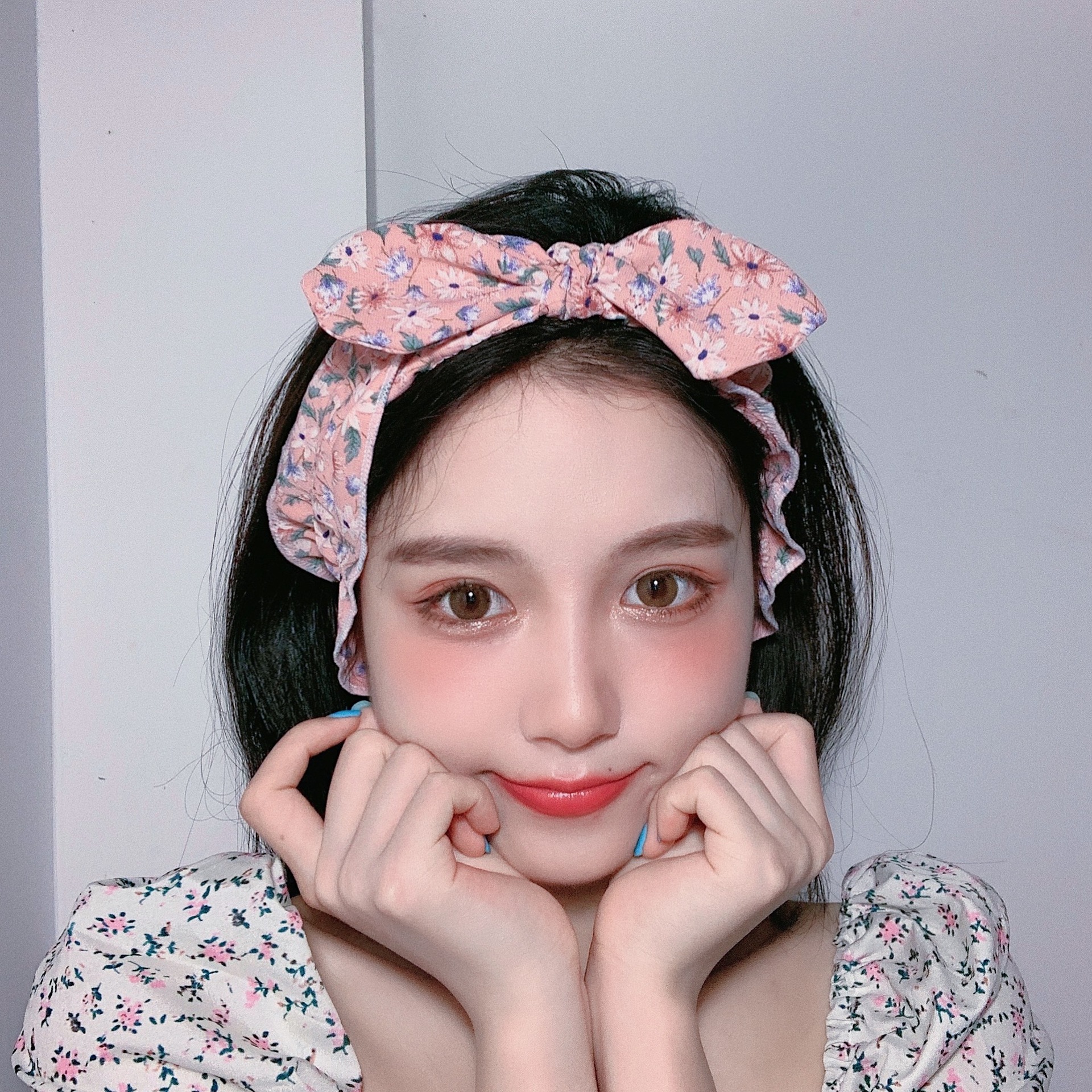 新日韩清新小碎花洗脸束发带兔耳朵发带可爱女生头带简约发箍发饰