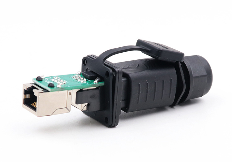 凌科yt-rj45-02防水塑胶插头插座 推拉式数据信号连接器cnliko