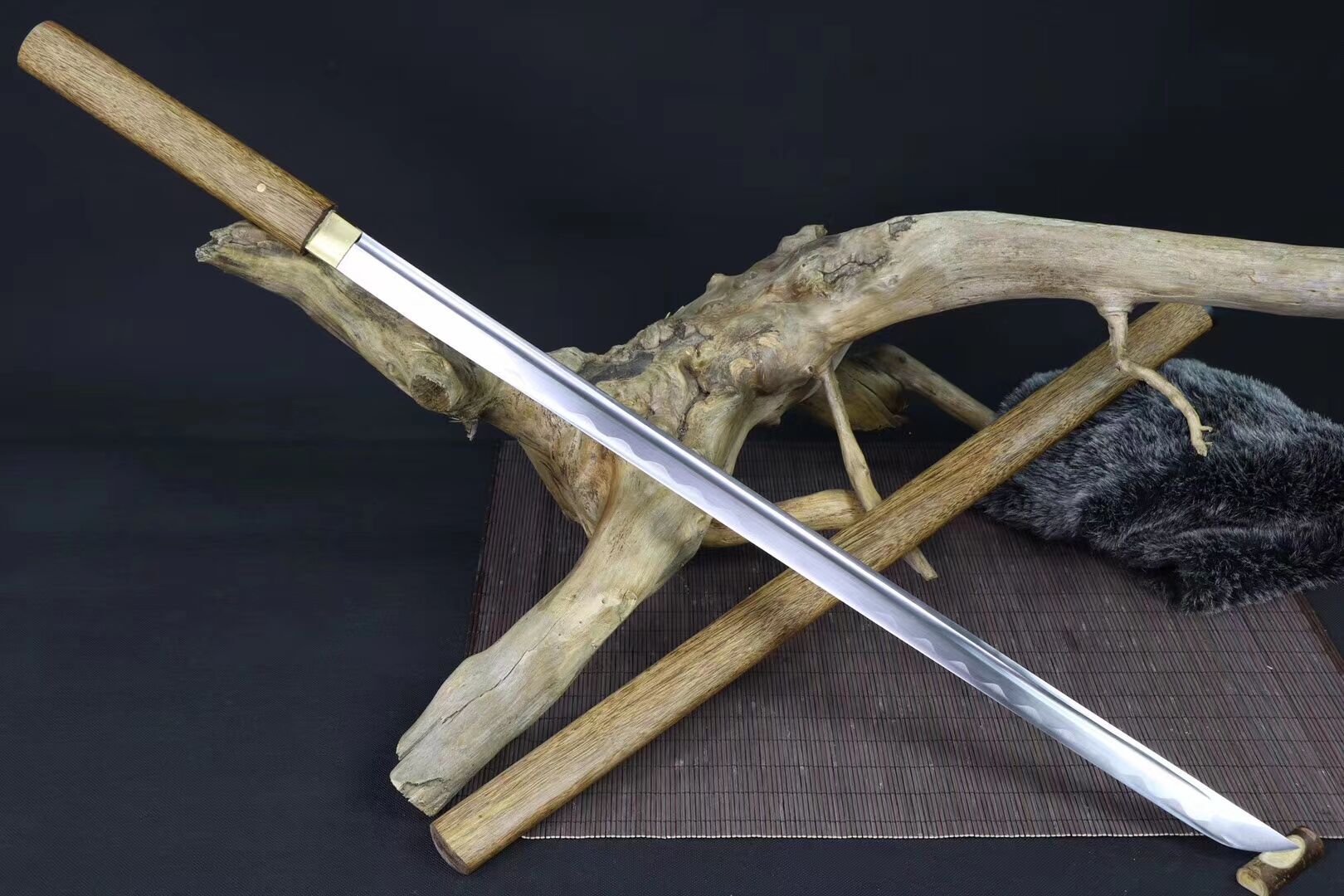 鸡翅木直刀传统龙泉刀剑锻制工艺制作武术健身收藏未开刃