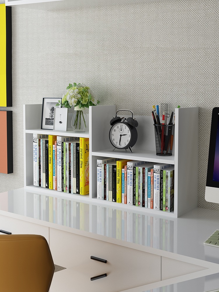 两层桌面书架置物架实木简易办公二层桌上双层小书架柜包邮-阿里巴巴