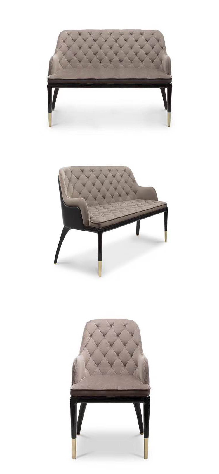 美式轻奢设计师样板房接待洽谈椅家用餐椅酒店配套家具高背扶手椅