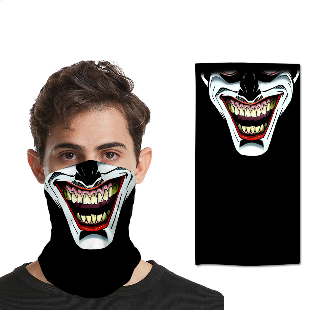 跨境 小丑joker个性嘴巴3d印花头巾面罩多功能户外防晒防尘配饰