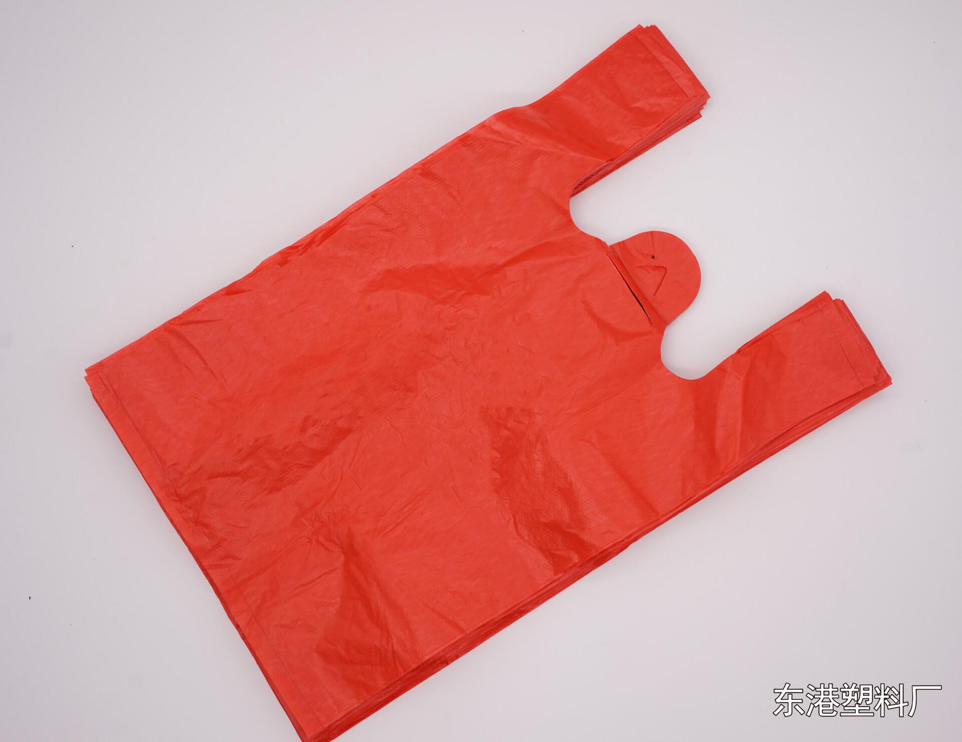 厂家批发 红色塑料背心袋 可定制超市外卖手提袋  原料红袋子批发