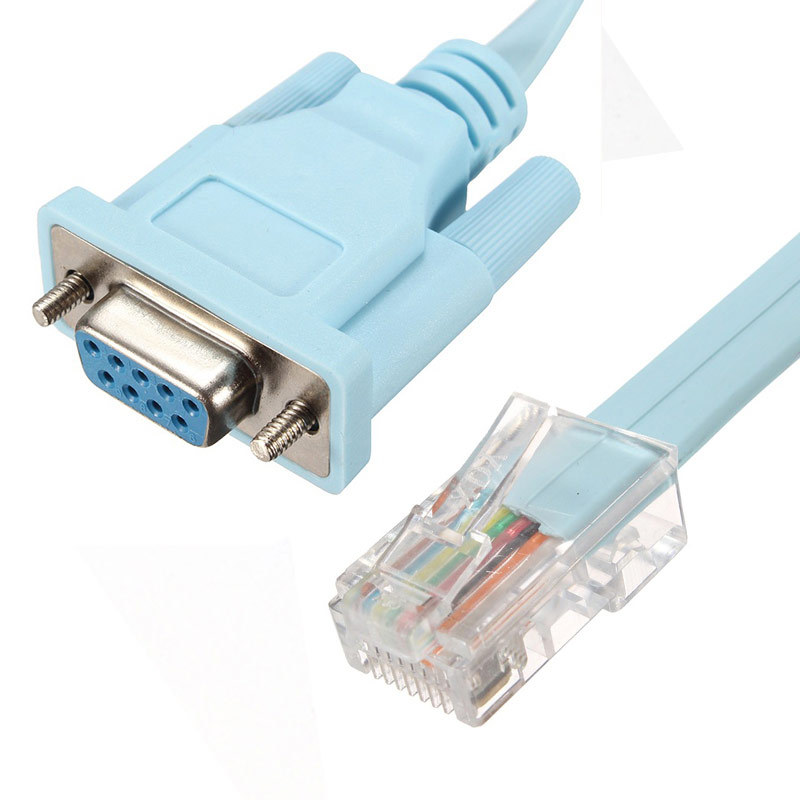 rj45转db9转接线网络8p8c转串口线rs232线com口9孔连接线网口rj45