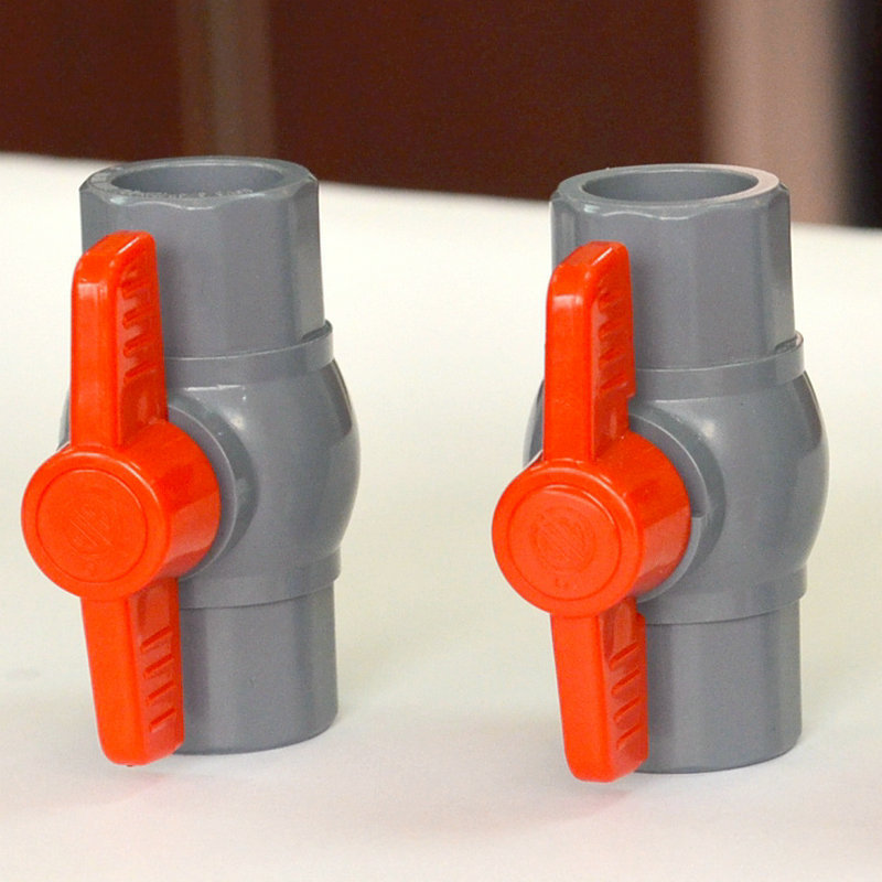 红色新手柄pvc八角阀 - 浅灰螺纹