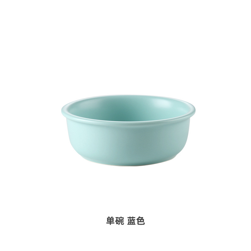 Nordic Creative Household Ceramic Tableware Noodle Bowl Fruit Dessert Salad Bowl Ceramic Cat Food Bowl Pet Bowl Dog Food Bowl