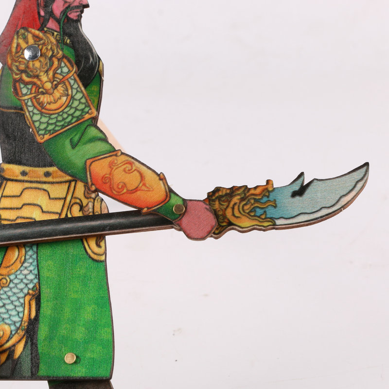 批发三国关羽动感皮影 手动木质皮影 儿童地摊玩具木偶皮影工艺品