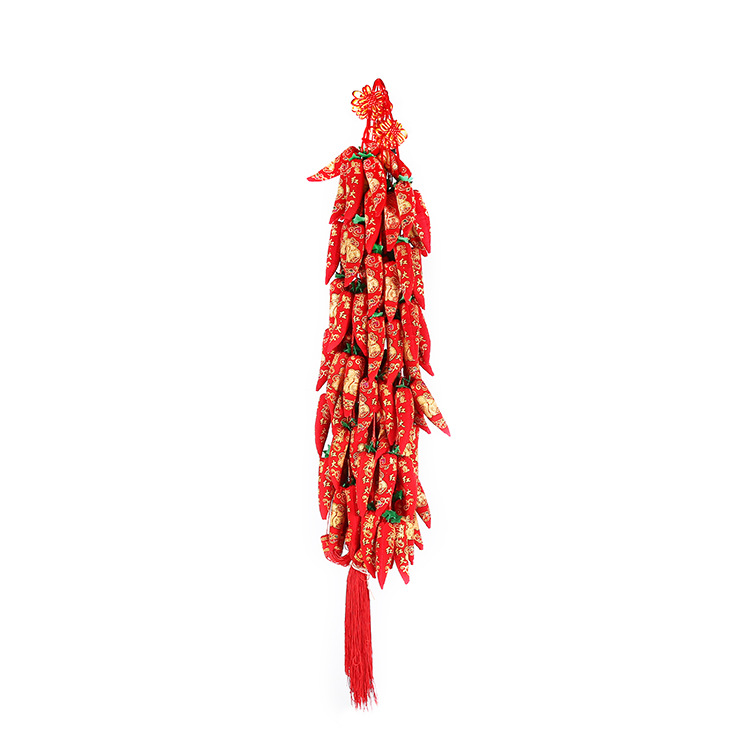 新年挂件辣椒串元旦春节装饰辣椒酒店节日布置12头福字烫金辣椒串