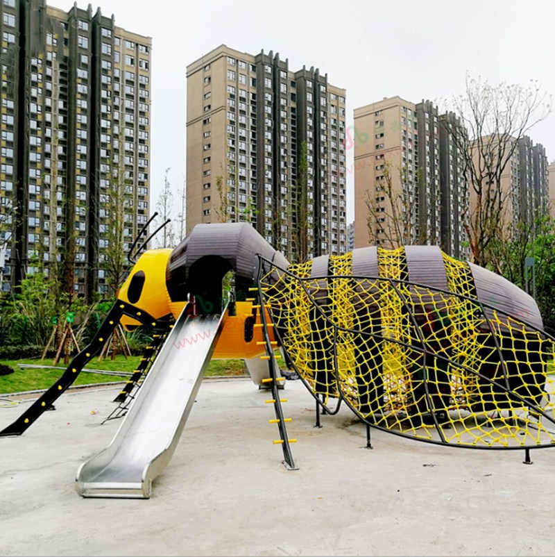 大型户外儿童活动区游乐设施无动力创意拓展不锈钢非标定制滑梯