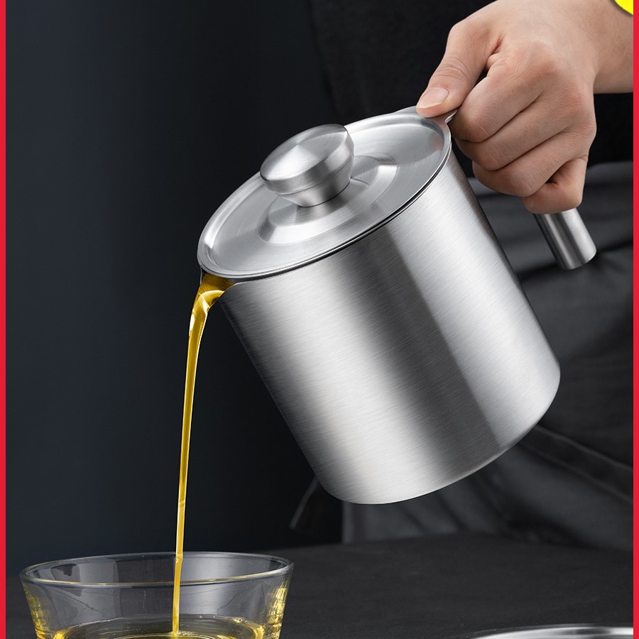304不锈钢油壶 家用大容量带盖过滤油壶 储油罐厨房小工具
