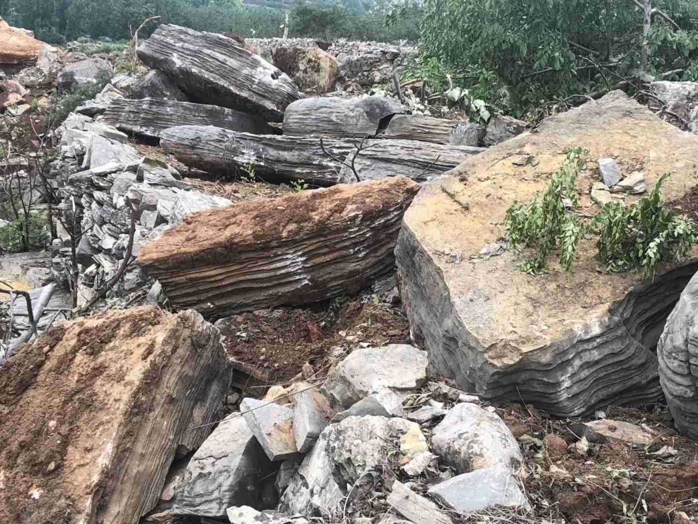 山体表皮青灰色假山石头千层石龟纹太湖灵璧驳岸护坡河道绿化园林