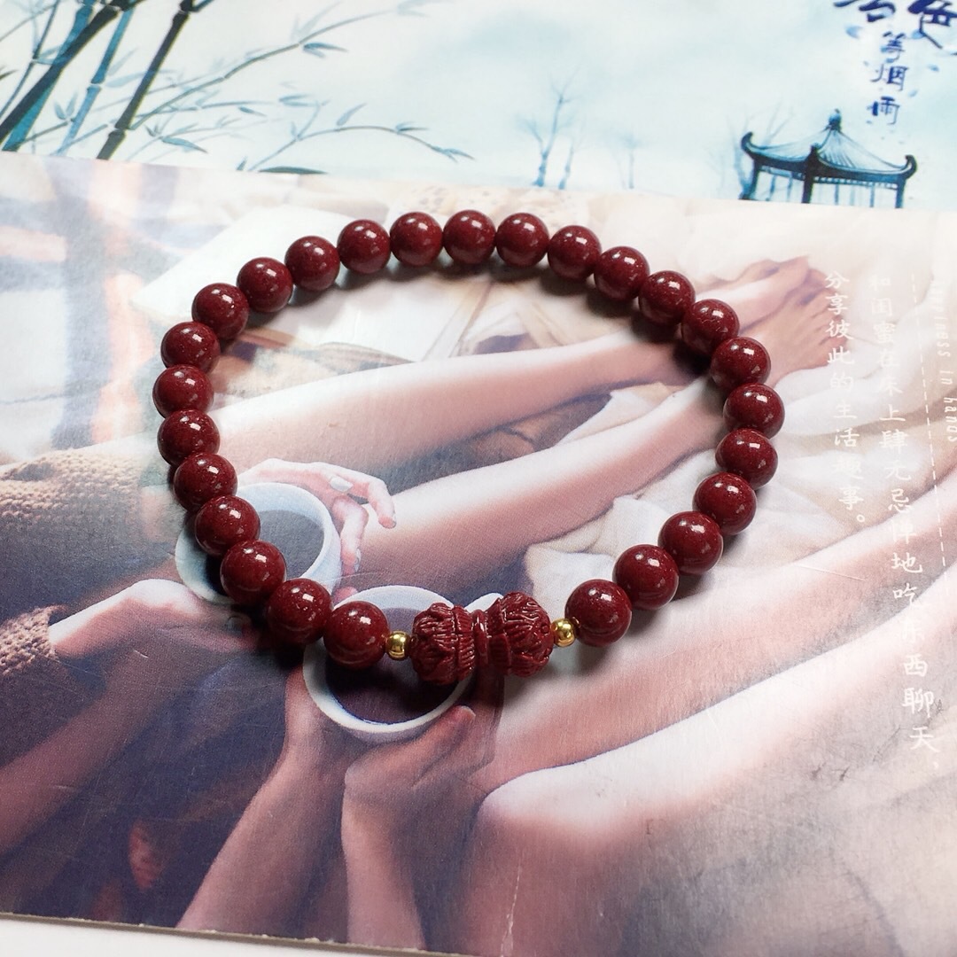 原矿朱砂紫金砂帝王砂手链单圈6mm紫砂圆珠时尚手串饰品厂家批发