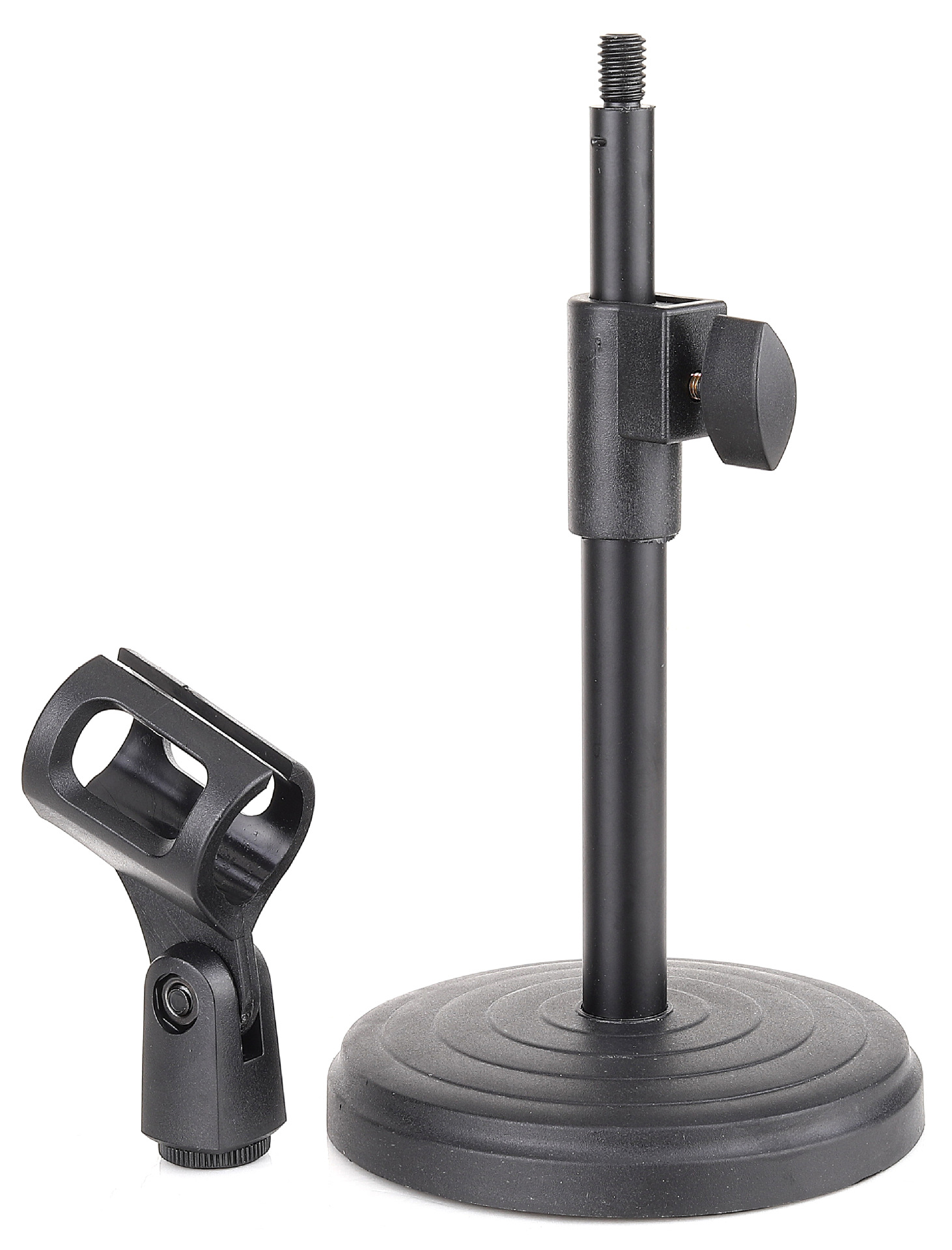 厂家供应桌面加重金属圆盘升降台式桌面多功能直播话筒麦克风支架