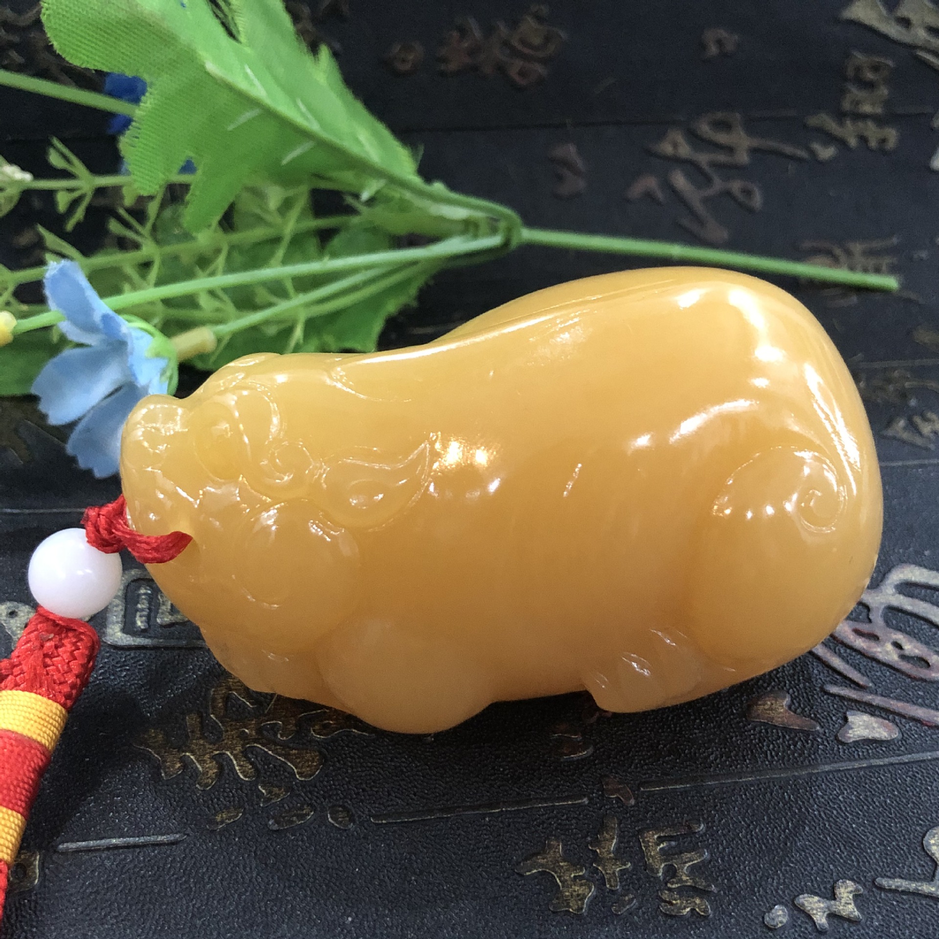 黄龙玉貔貅手把件貔貅玉石手把挂件玉手玩件玉坠米黄玉老坑料子