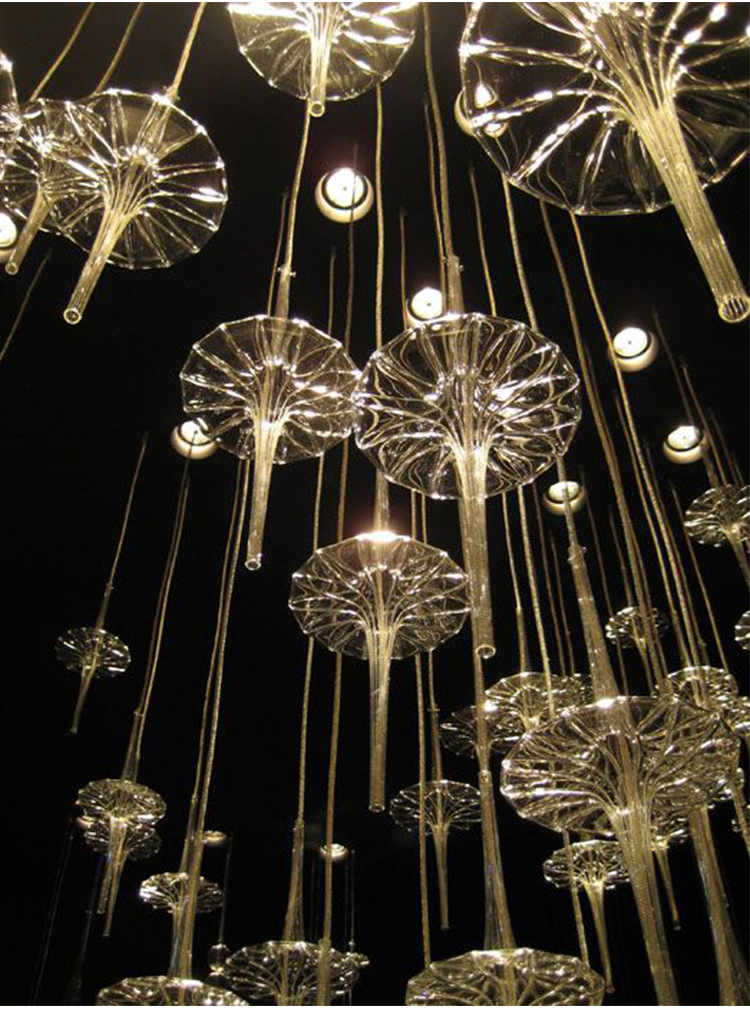 非标定制工程酒店大堂沙盘售楼部别墅宴会大厅创意水母玻璃灯具