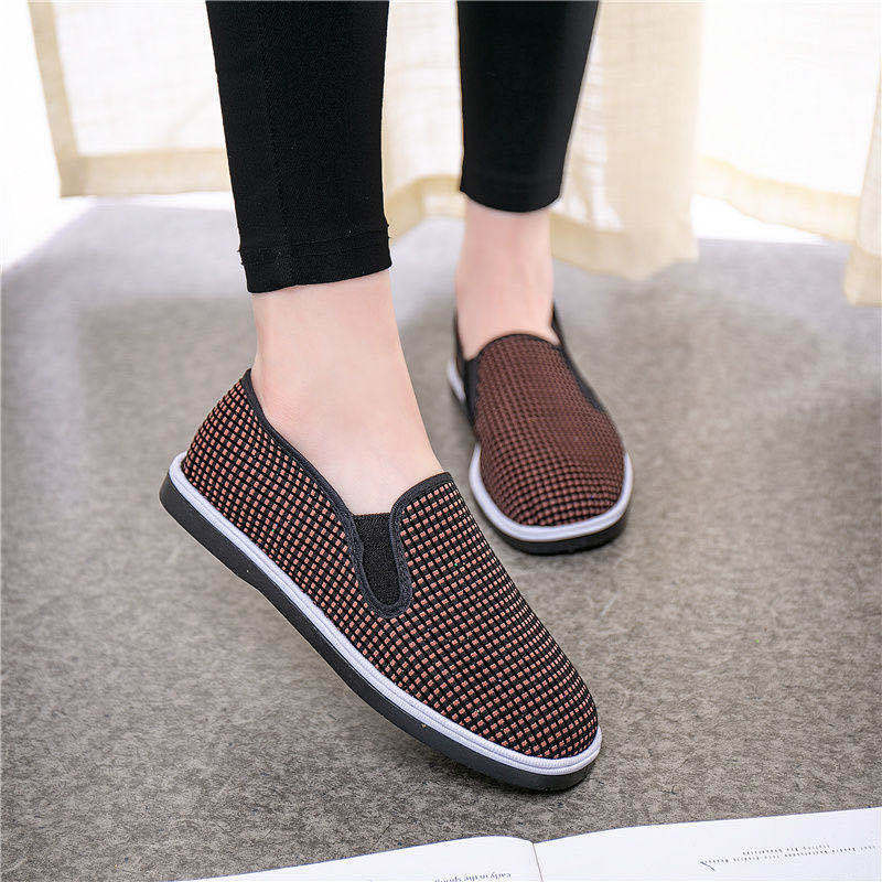 Old Beijing Cloth Shoes Women's Elastic Mouth New Slip-on Women's Non-Slip Shoes Handmade Strong Bottom Middle-Aged Casual Shoes