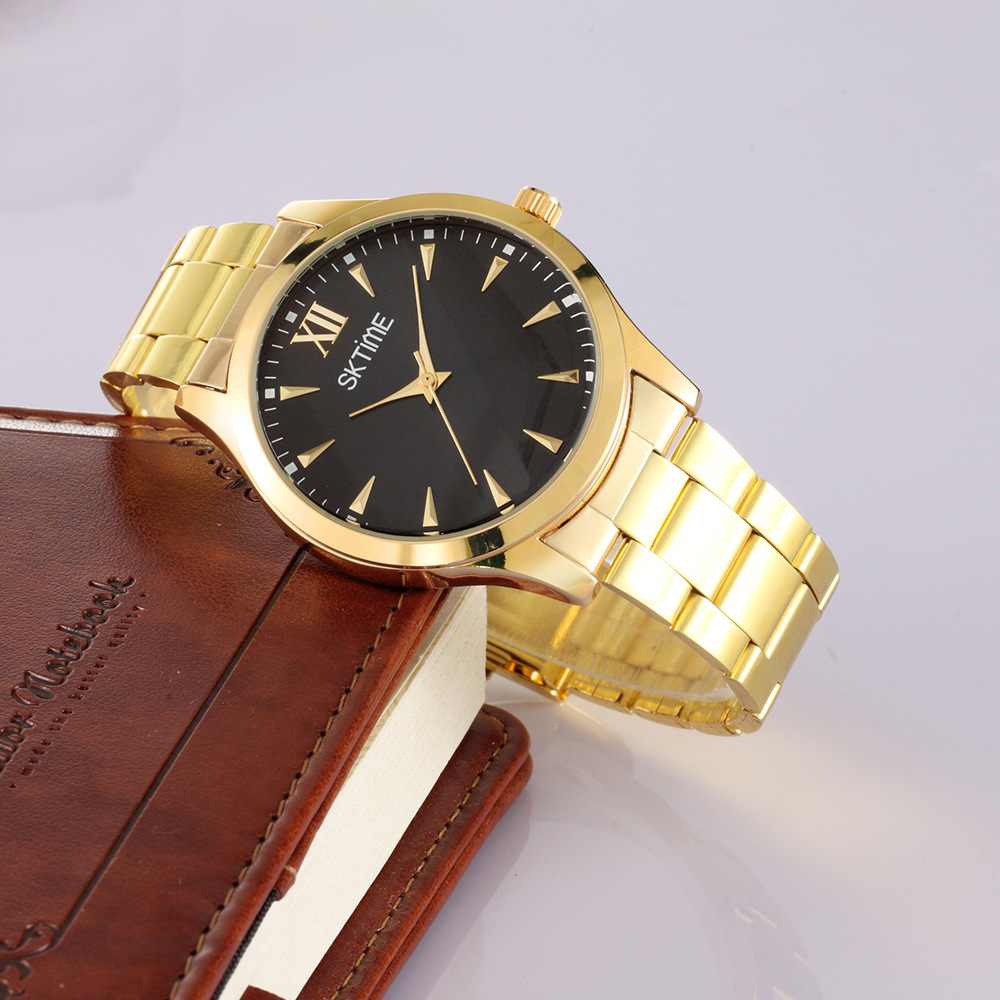 sktime时尚大表盘情侣手表钢带男士手表简约小清新女表一件代发