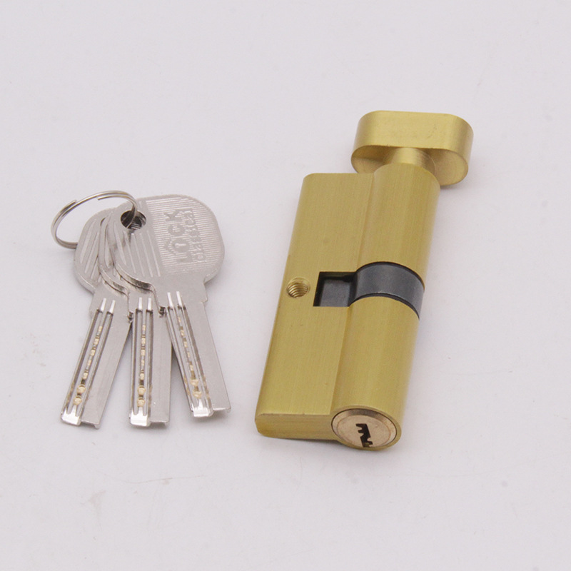 批发锁芯单头带钮全铜断桥木门防盗门铜钥匙单开大80单开指纹门窗
