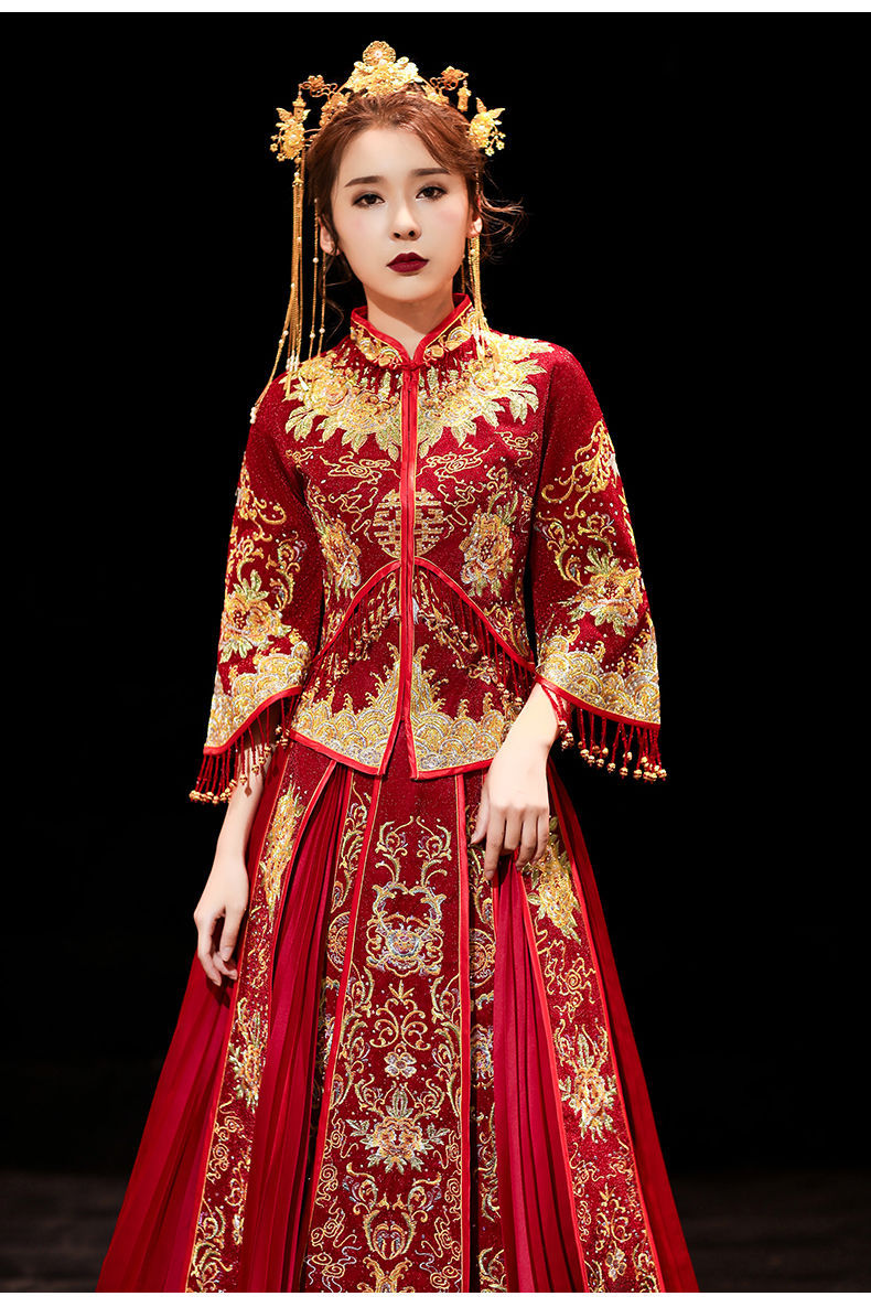 秀禾服新娘2020新款龙凤褂秋冬中式结婚纱礼服敬酒服唐装出阁服女